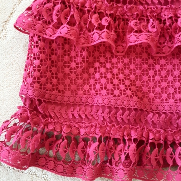 AQUA | Red Lace Tiered Dress - Picture 6 of 6